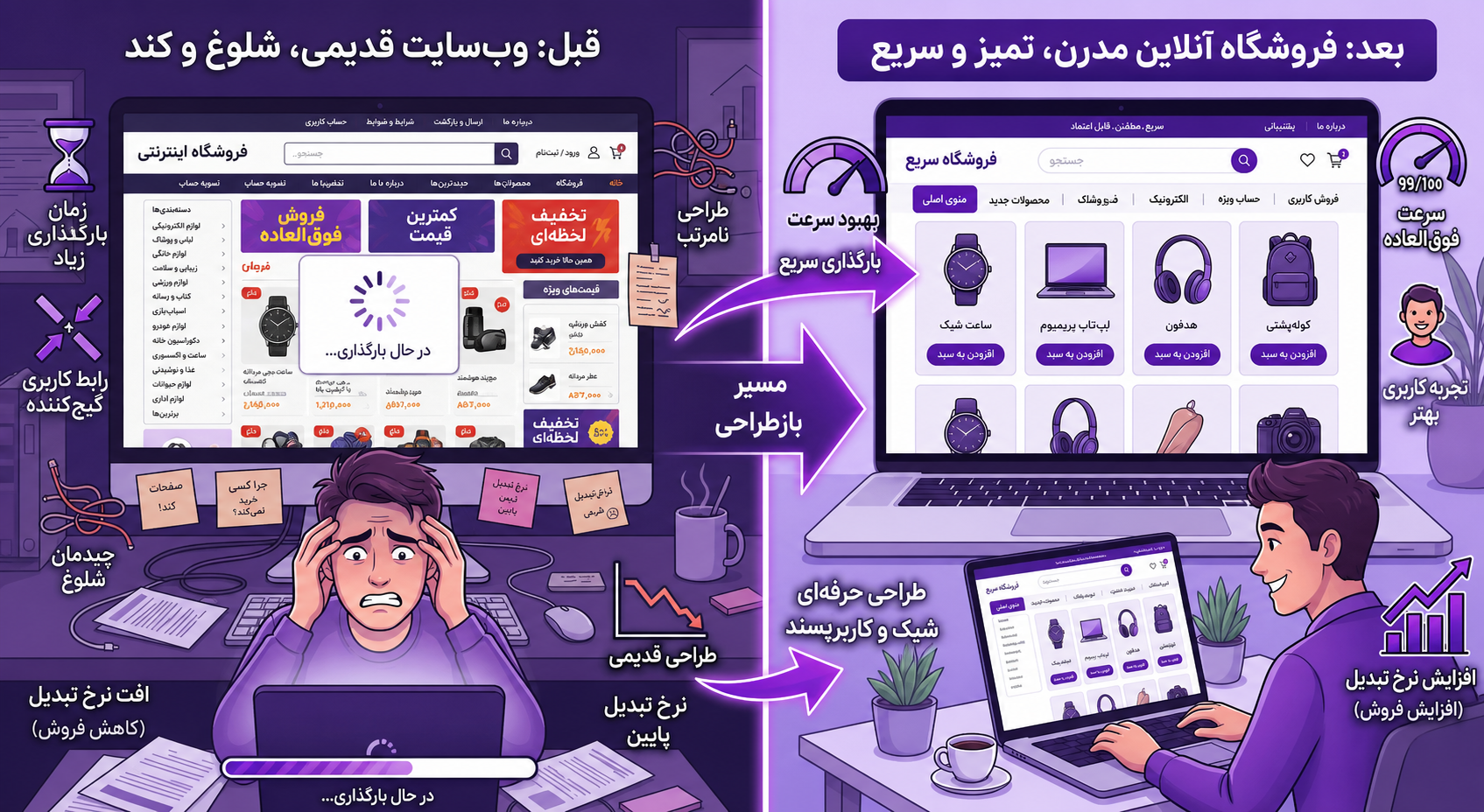 تفاوت طراحی سایت فروشگاهی حرفه‌ای و ساده